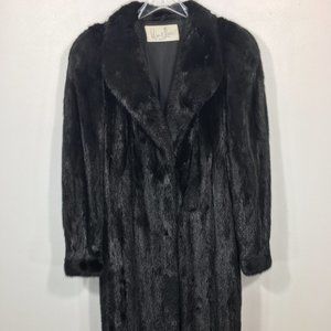 Female MINK fur coat jet black Women's Medium jacket 474